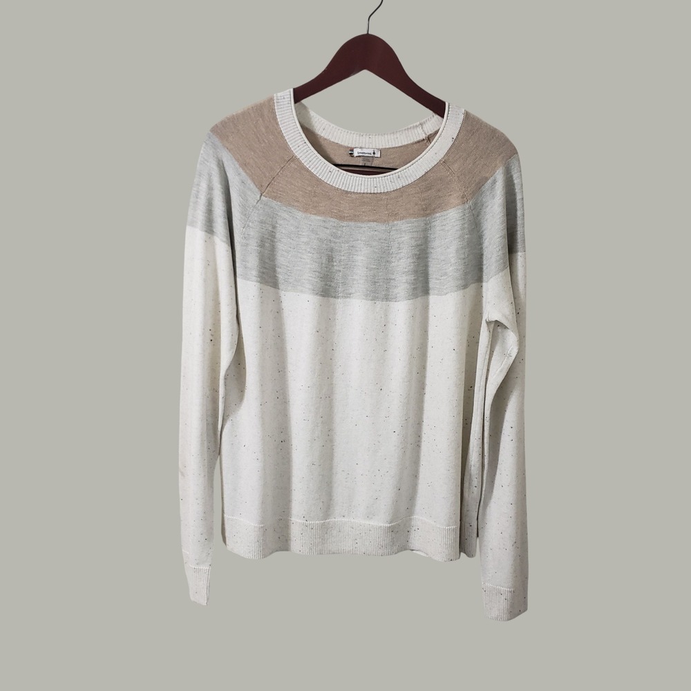 Smartwool Womens Edgebrook Colorblock Speckled Crew Sweater Ivory SW016649 Large